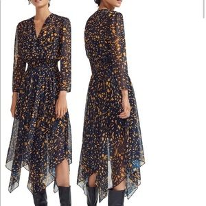 Maje Rayem Midi Handkerchief Dress Size 2